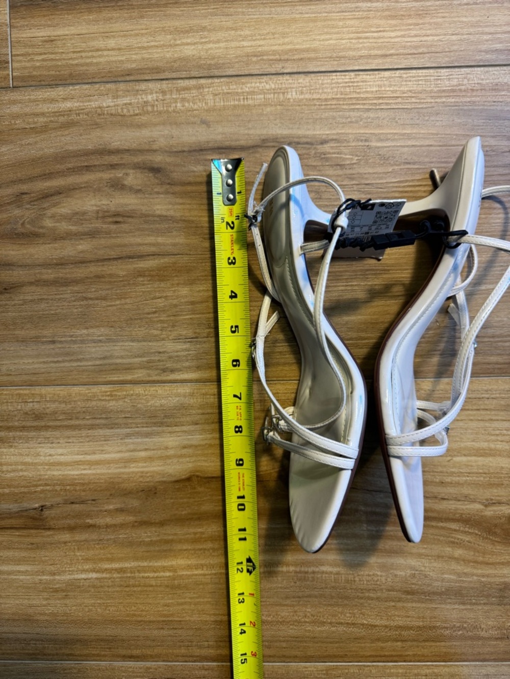 NWT Zara White Strappy Mid-Heel Sandal Heels - Picture 4 of 14